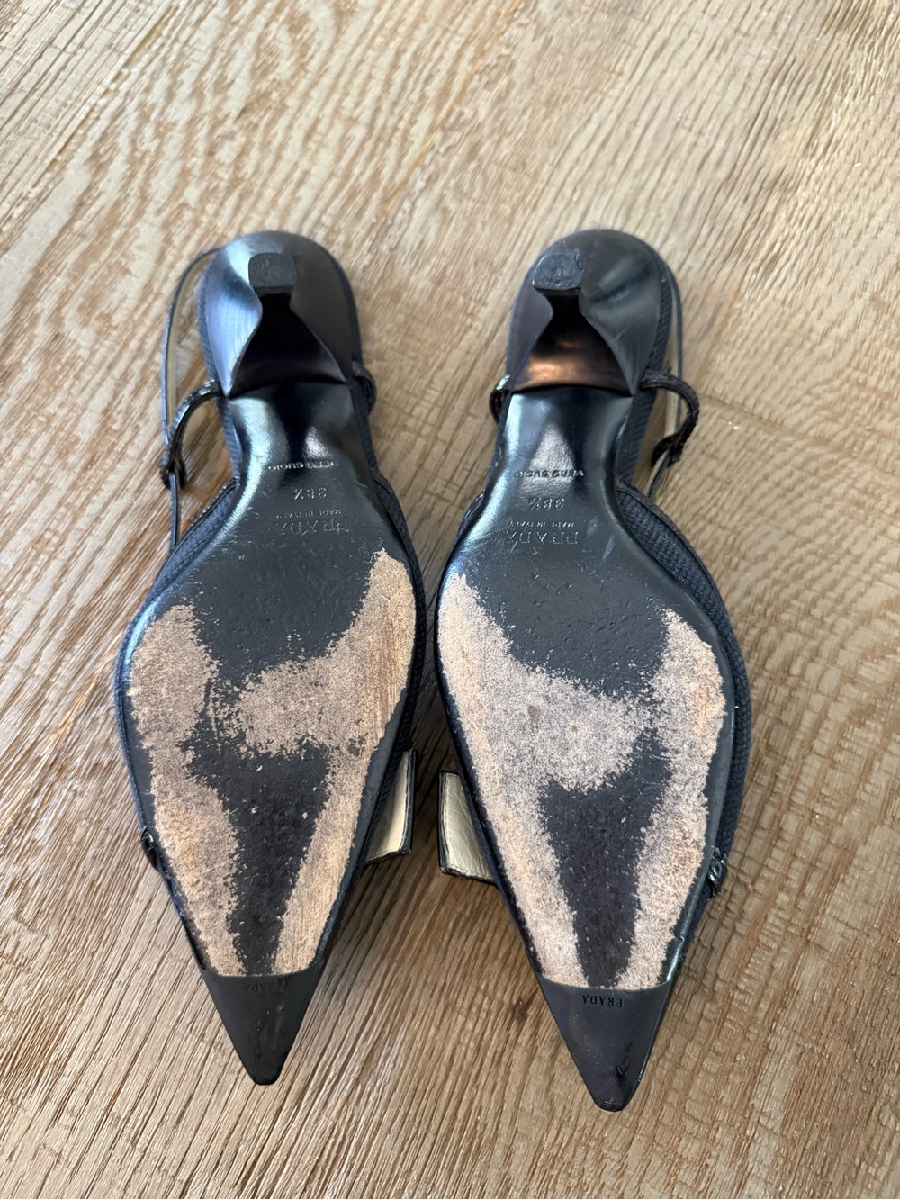 Prada Black Patent Leather Pointed Slingback Mules with Buckle - Picture 4 of 5